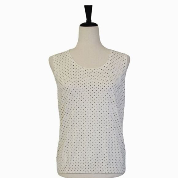 Talbots Ivory Polka-dot Sleeveless Knit Sweater Size M - Picture 1 of 6